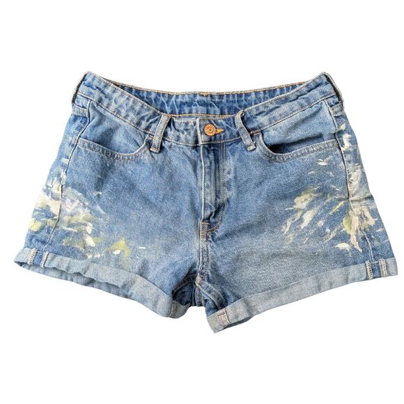 &Denim Pants - &Denim Paint Streaked Denim Booty Shorts | Women's 4